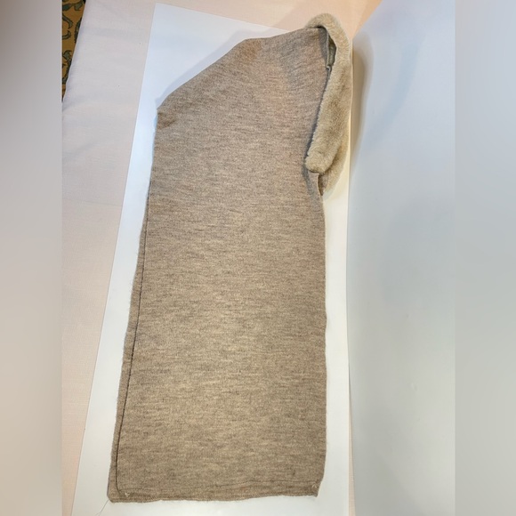 Nordstrom Italy Tan Head Wrap Scarf Winter Hat Brown Neck Warmer Fur Trim - Picture 5 of 12